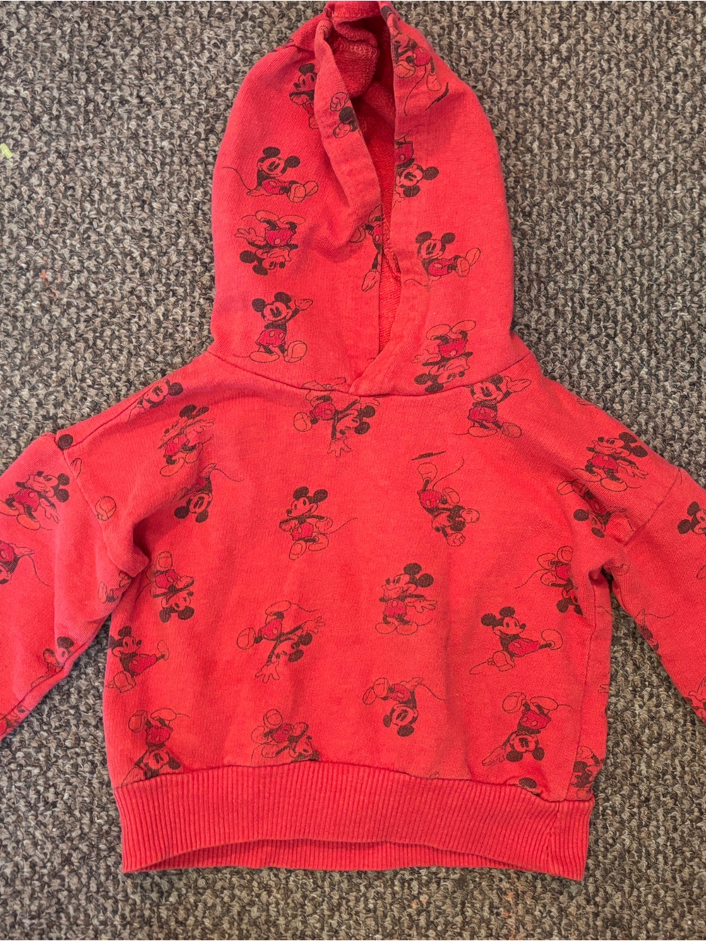 Disney Red Kids Hoodie with Black Mickey Mouse Print